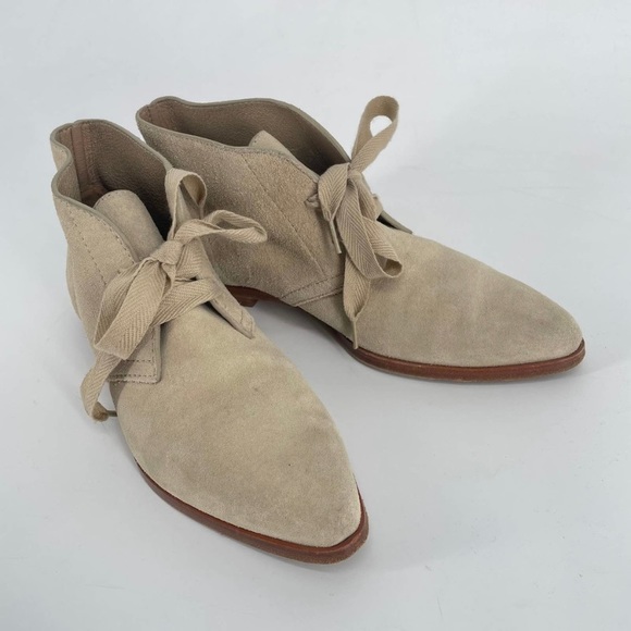 Alexander Wang Tan Suede Lace up Pointed Toe Ankle Booties Women's - Picture 4 of 10